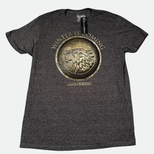 NWT Game of Thrones T-Shirt Mens L Charcoal Gray Winter Is Coming Stark Direwolf
