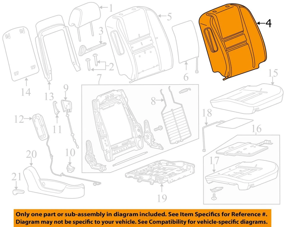 Chevrolet Monte Carlo 2006-2007 cubierta ASM P/ASIENTO BK CUSH * 19122988 - NUEVO OEM Foto 2 de 3