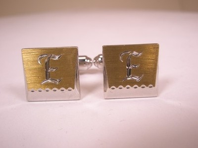 E Monogram Initial Letter Vintage HICKOK SMALL Cuff Links eli eroll ernie edward