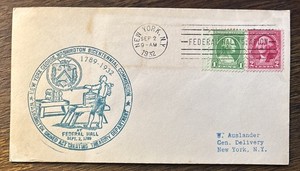 WASHINGTON BICENTENNIAL NY 1932 Cover 1- 1 cent & 1- 2 cent stamps