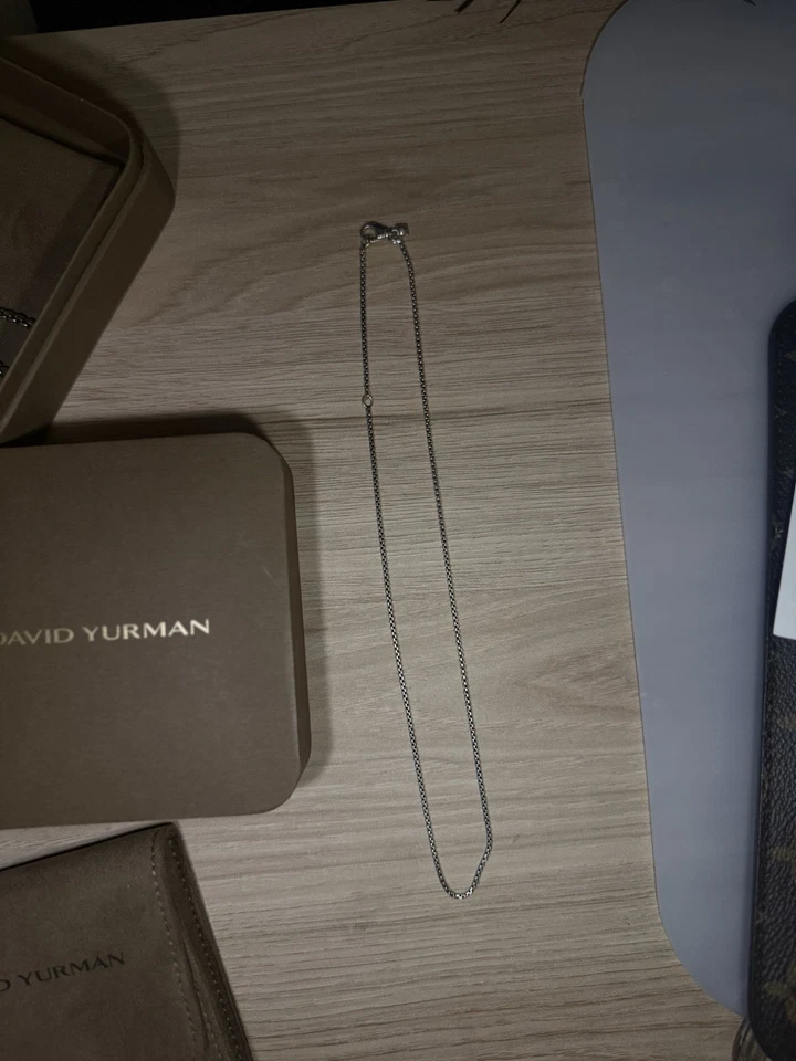 NUEVO David Yerman CAJA COLLAR CADENA Plata de Ley 1.25mm Mujer’s 18" Foto 2 de 4