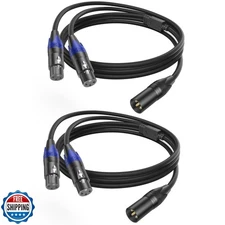 LanSenSu 1 Male to 2 Female XLR Y Splitter Micrphone， 3pin XLR Female to Dual