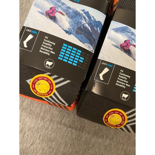 Calze da sci salmone elios confezione da 2 lana merino taglia S prezzo consigliato £50 - Foto 3 di 6