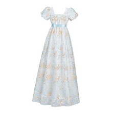 Regency Dress Women Regency Costume Empire Waist Dresses Tea X-Large Blue Gold