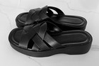 Pilcro Anthropologie Size 38 US 8-8.5 Woven Leather Slide Sandals Black — photo 5