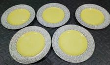 5 x MIDWINTER STYLECRAFT Yellow 9" Luncheon Salad Plates    Some wear to gilding