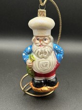 Vintage Kurt Adler Polonaise Santa Chef ornament Baker Restaurant w/Fish 1990 s