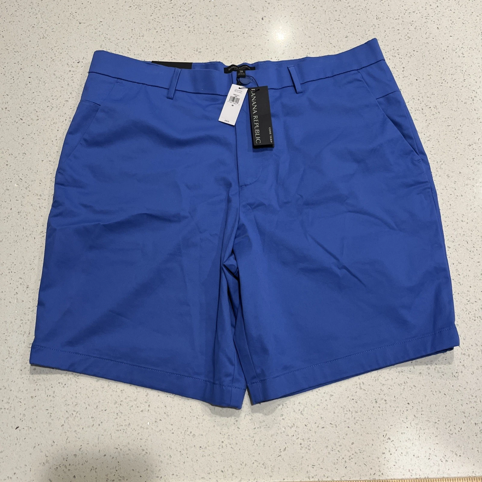 Banana Republic Aiden Core Temp Chino Shorts Blue Mens Sz 38 9”L Performance NWT
