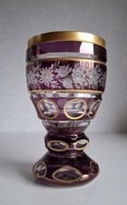 Ranftbecher Überfangglas Goldrand Böhmisches Glas