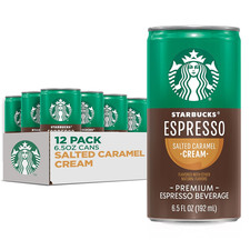 Starbucks Espresso and Cream, Salted Caramel, 6.5 Fl Oz Cans 12 Pack , Iced Cof