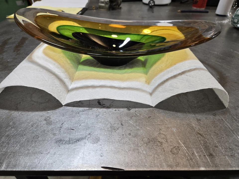 ¡¡¡Hermoso plato para servir de vidrio soplado hecho a mano!!!! Foto 2 de 4