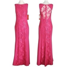 NWT Monique Lhullier Pink Lace Sequin Sleeveless Long Formal Prom Dress- Size 8