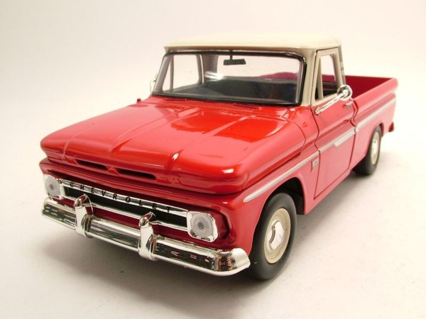 Chevrolet C-10 Fleetside Pick Up 1966 Rot Beige Modellauto 1:24 Motormax-image