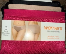 Warners Women Hipster Underwear Panties Polyester Tummy Smoothing 3-Pair (C) 2XL