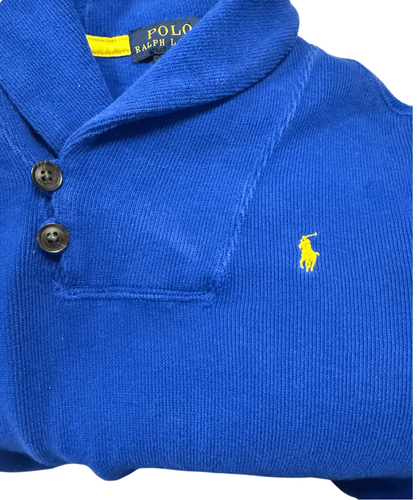 Polo Ralph Lauren Boys Sweater Shawl Collar Sz. 7 Bright Blue Classic - Picture 4 of 8