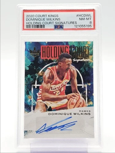 DOMINIQUE WILKINS 2020-21 COURT KINGS HOLDING COURT HAWKS AUTO /75 PSA 8 Q0537