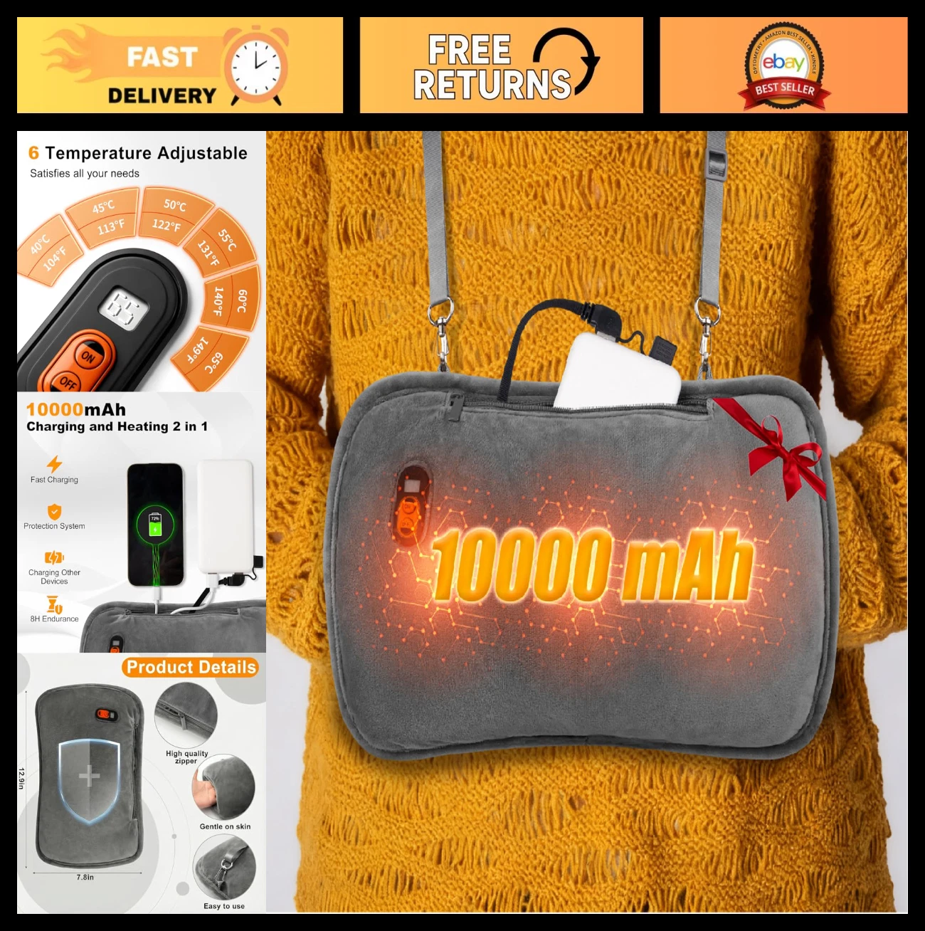 Rechargeable Hand Warmers & Heated Gloves, 10000mAh Power Bank, 6 Heat Levels fo
Opens in a new wind