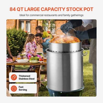 84QT Stainless Steel Stockpot Cooking Kitchen Sauce Pot with