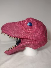 Dinosaur Full Head Halloween Mask Pink T Rex Lizard Plastic Adult Size Cosplay
