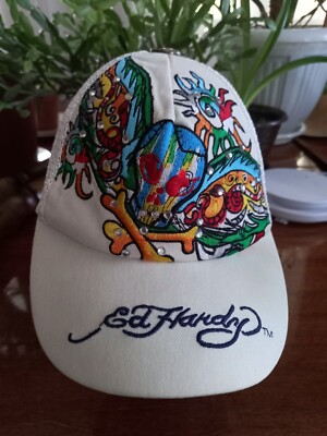 WHITE SKULL CAP  ED HARDY  HAT