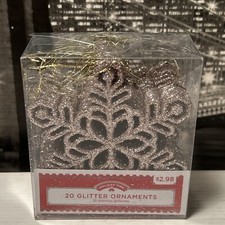 Holiday Time 20 Glitter Snowflake Ornaments Pink Rose Gold New