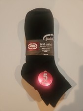 Ecko Unltd Large Men's Shoe Size 6-12 Black Low Cut Socks 5 Pair NWT