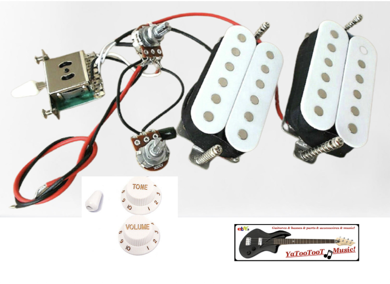Kit 2 humbuckers avec electronique HH pour guitare electrique de studio et scene