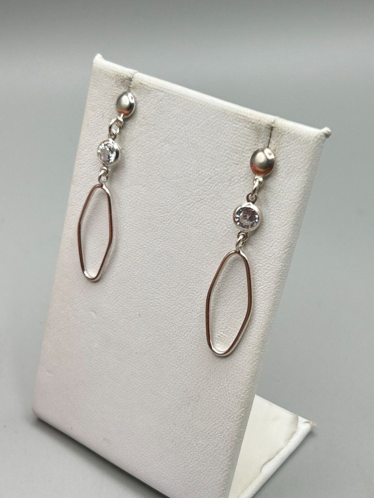 Simple Sterling Silver Dangles Earrings With Open… - image 4