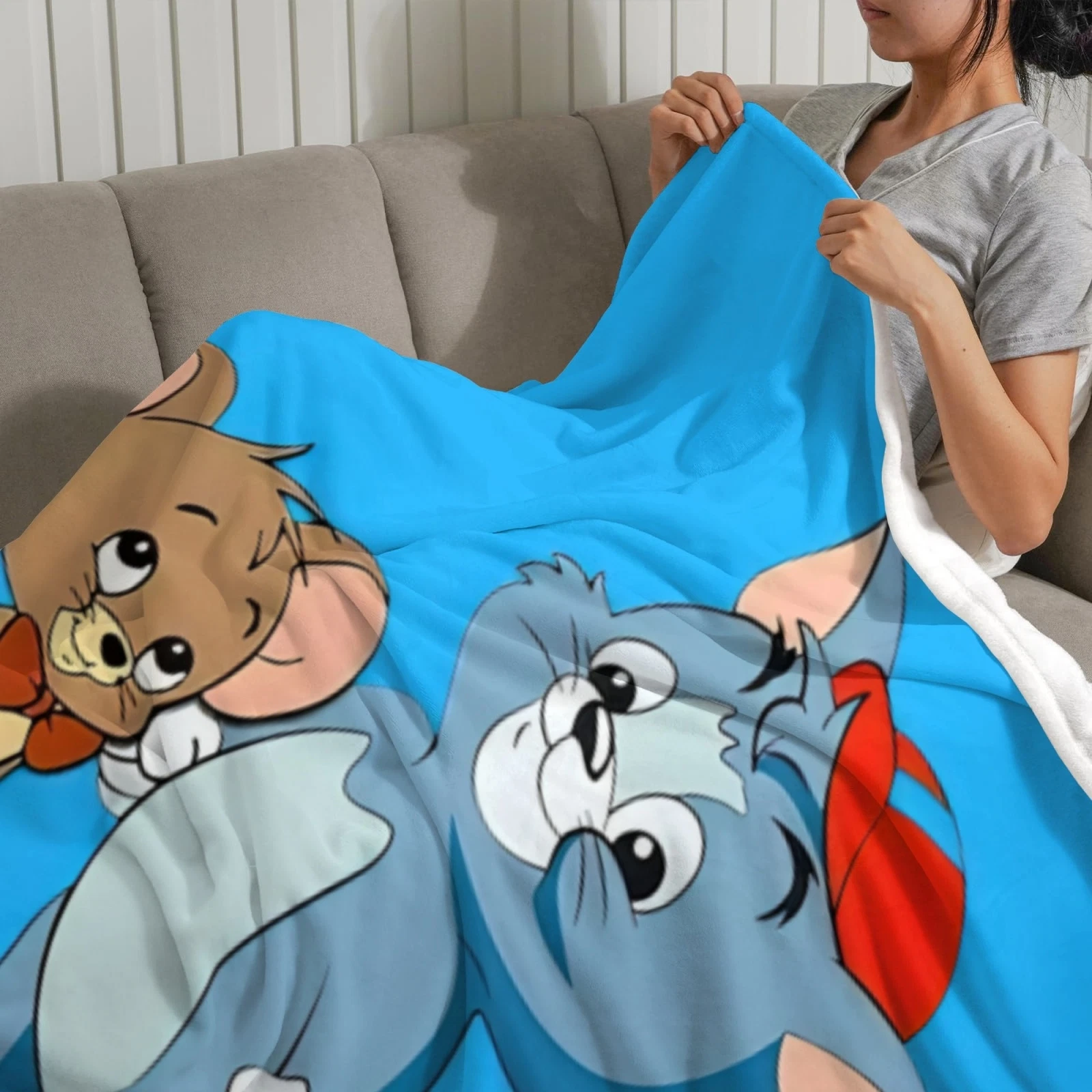 Tom and Jerry Cartoon Blanket Soft Flannel Blanket Birthday Gift for Kids
