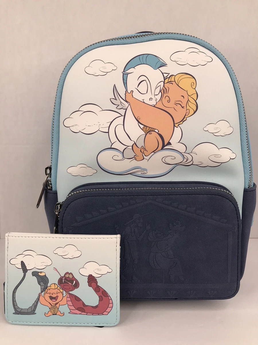 LOUNGEFLY DISNEY HERCULES BABY FAMILY WITH PEGASUS BACKPACK CARD