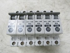   6 ALLEN BRADLEY 10 AMP CIRCUIT BREAKER 1 POLE 277 VAC 1492-CB1-G100 LOT OF 6