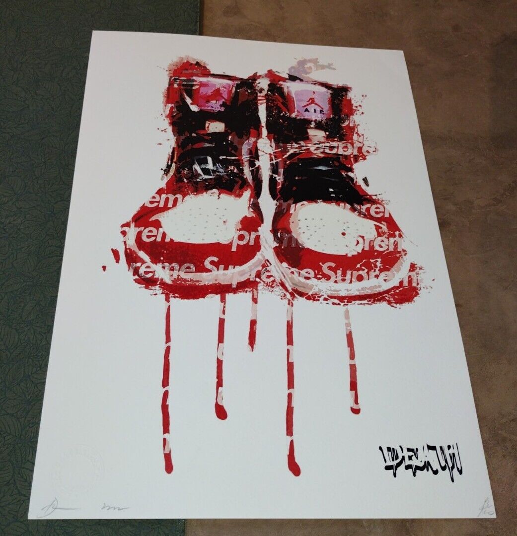 2x DEATH NYC ltd ed street art print 45x32cm Nike Air 2x DEATH NYC ltd ed street art print 45x32cm Nike Air