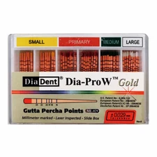 DiaDent Dia-PRO W Gold Gutta Percha Points ML.029 All Sizes WAVEONE GOLD 60/pk