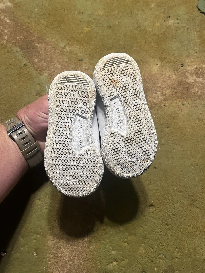 Reebok классические кожаные туфли низкого покроя шнурует вверх белый ребенка ясельного возраста кроссовки размер 4,5 - Изображение 2 из 3