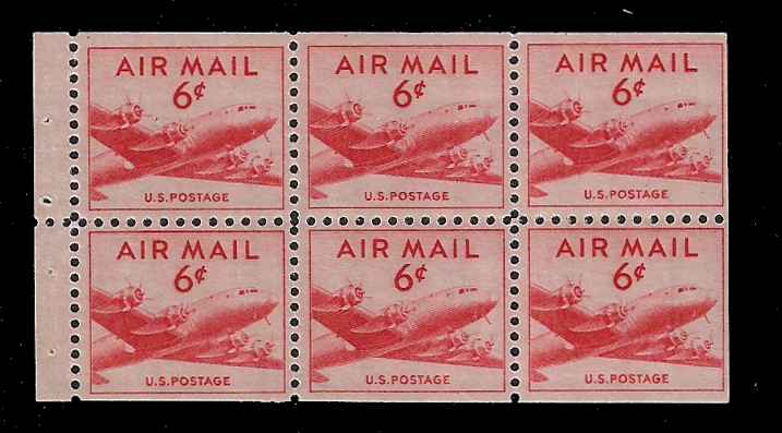 US Scott C39a Booklet Pane Mint Never Hinged Very Fine SCV $12.00