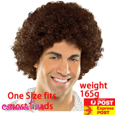 Mens Ladies Black Brown Funky Afro Wig 1970s 70s Disco Party Costume 70's Wigs
