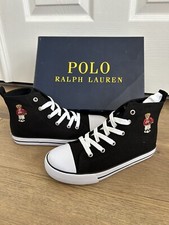 POLO Ralph Lauren HAMPTYN HI II Bear Sneakers Shoes Black Kid GS Size 2