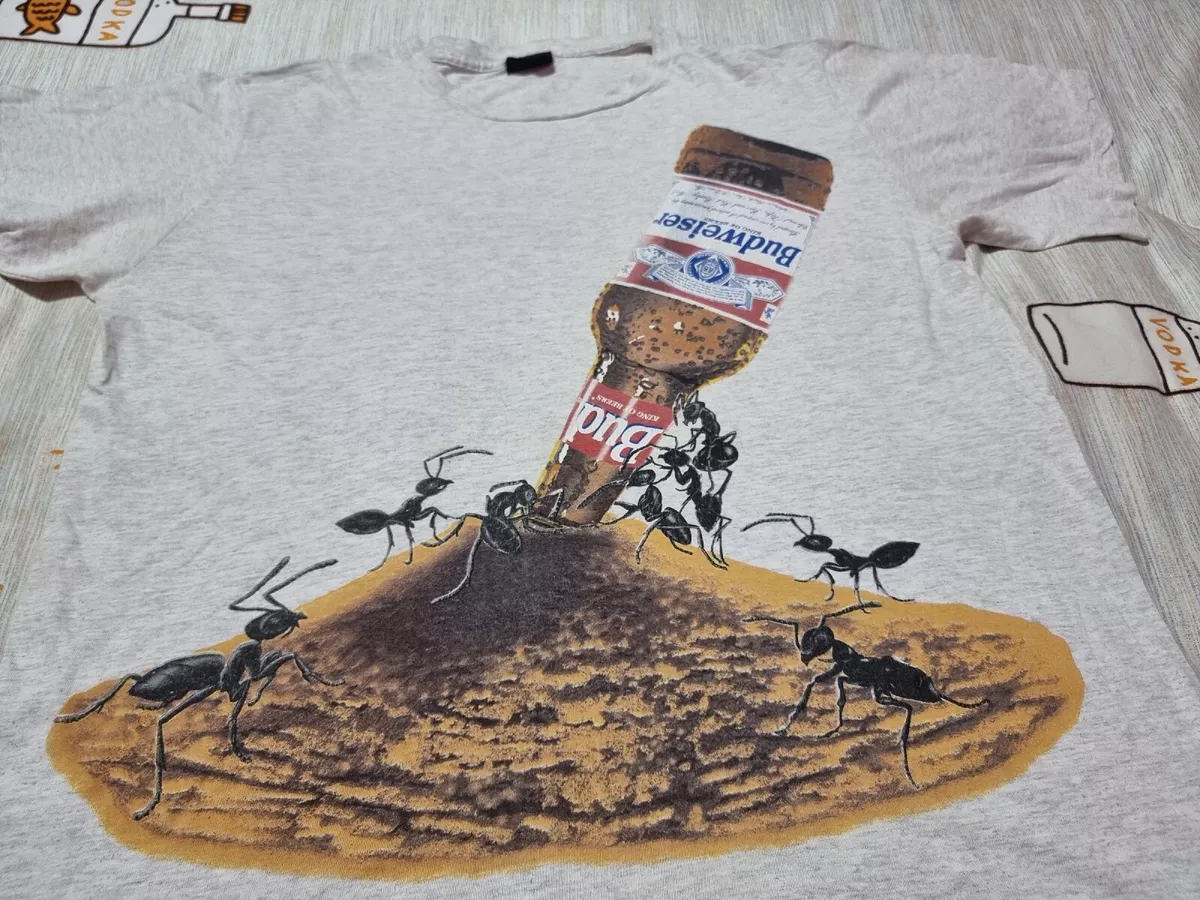 Vintage 90's Budweiser T Shirt Ants This Buds For You 2 side print t shirt  XL