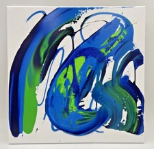 “Caspian” acrylic Abstract Painting 20 X 20 Blue And Green