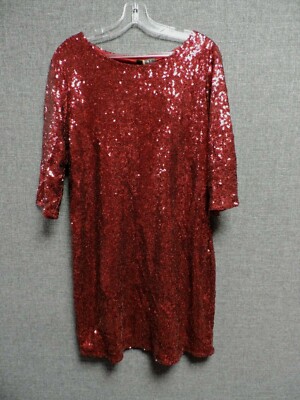 Club L Plus Size Sequin Shift Dress Berry UK 20 RRP £60 LN110 AK 07