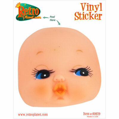 Creepy Doll Head Kissy Face Vinyl Sticker Car Laptop Decal 4.4 x 4.2