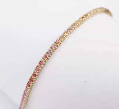 14k Yellow Gold 3.06 ctw Natural Sapphire Rainbow Tennis Bracelet 6.5