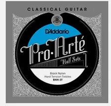 D'Addario BNH-3T Pro-Arte Black Nylon Classical Guitar Half Set Hard Tension