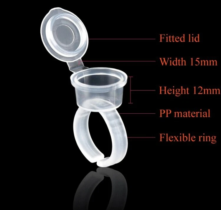100Pcs Pigment Tattoo Ink Cup Ring Holder Permanent Microblading Eyebrow Makeup - product detail image 3