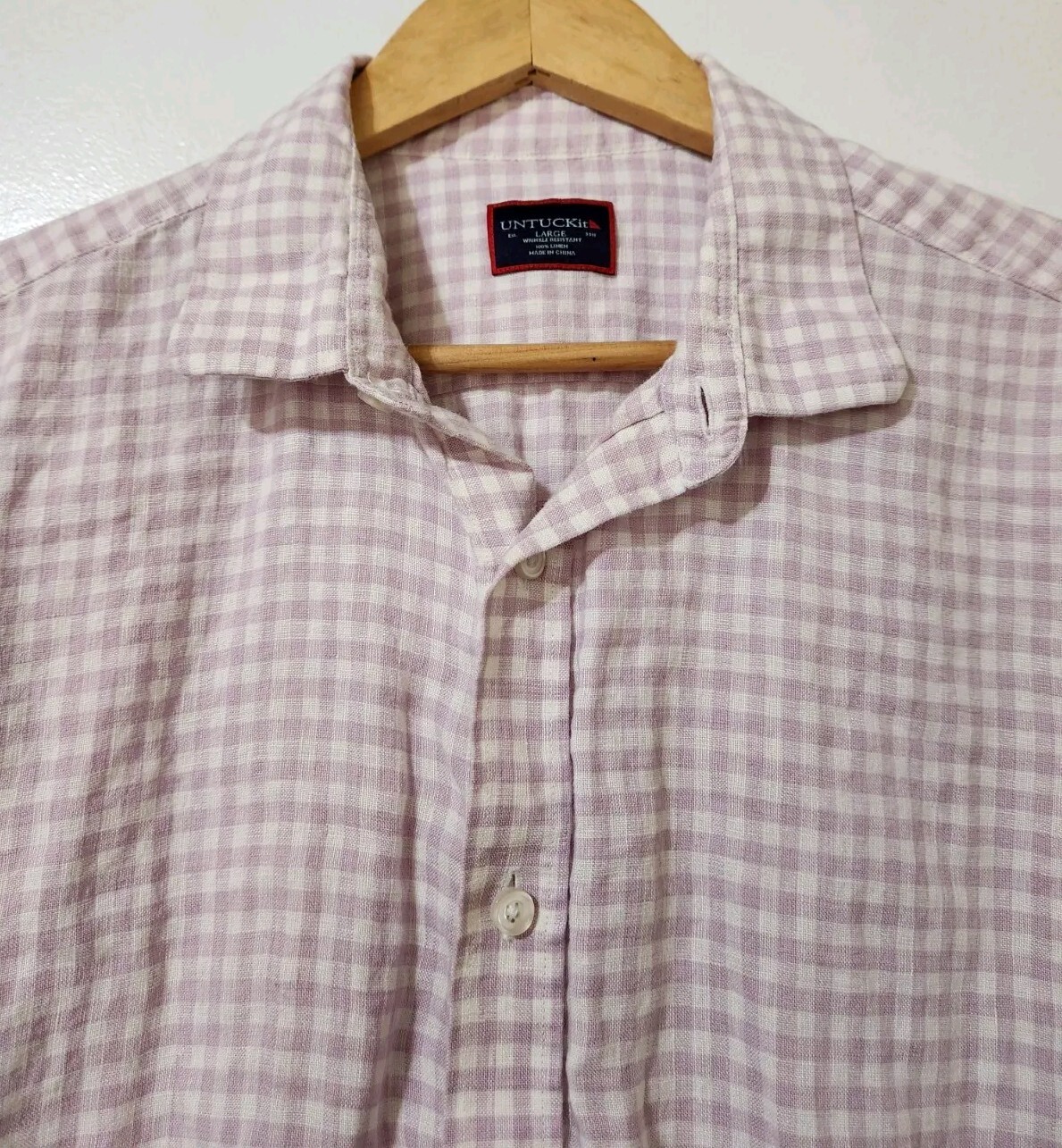 Untuckit Shirt Mens L Attilio Wrinkle Resist 100% Linen Button-Up Beach Camp