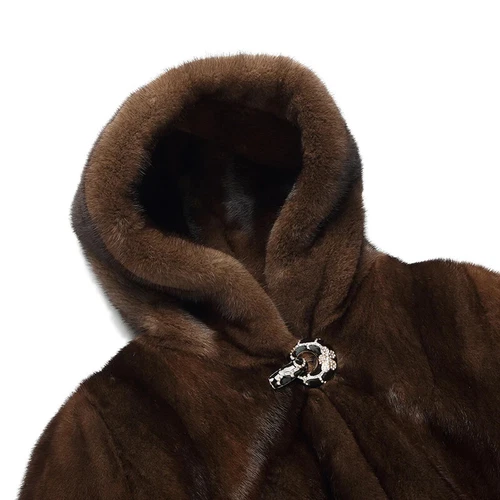 Women's New Mink fur Coat Long Hooded Casual Winter Warm faux fur Jacket - Bild 6 von 14