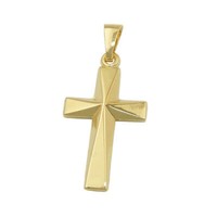 AnhäNger Kreuz 21X13Mm Mitte Winklig Ausgeformt 9Kt 375 Gold Gelbgold GläNzend