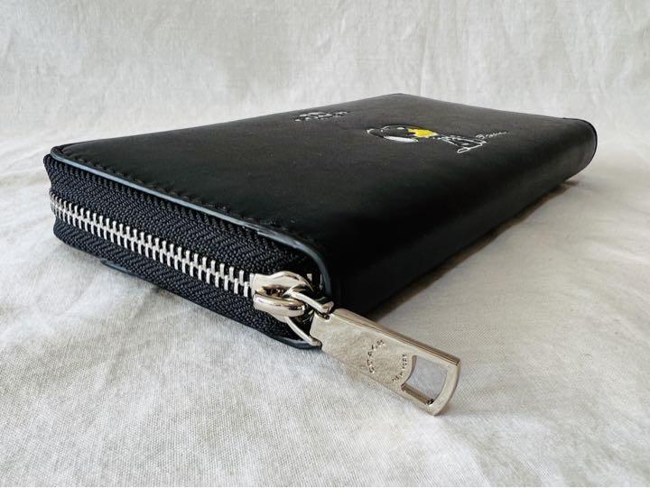 COACH x PEANUTS Long Wallet Snoopy Woodstock BLACK Leather Zip | eBay