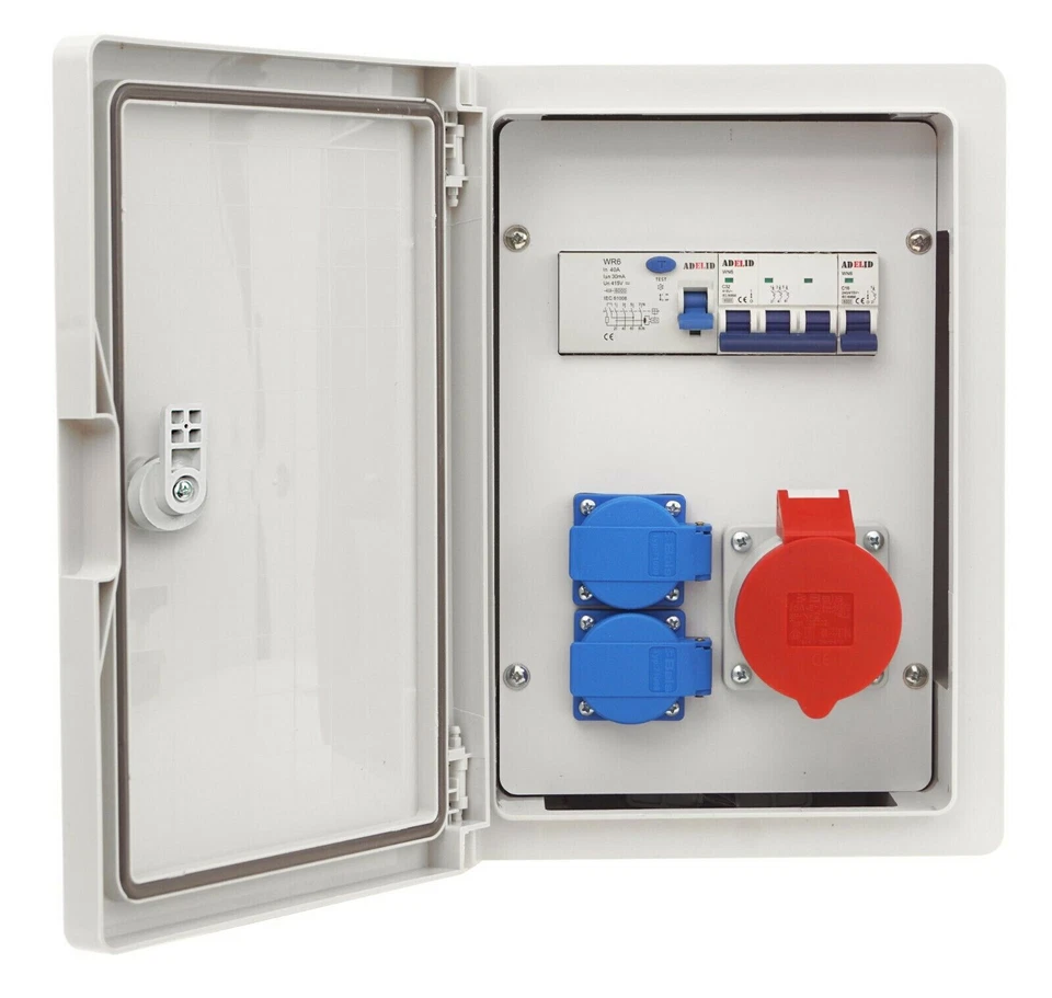 BAUSTROMVERTEILER WANDVERTEILER KOMPLETT 32A 16A 230V ABS SCHALTSCHRANK IP65 - Bild 2 von 4