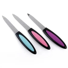 2 PCS DOUBLE SIDE METAL MANICURE/PEDICURE NAIL FILE WITH PURPLE HANDLE
